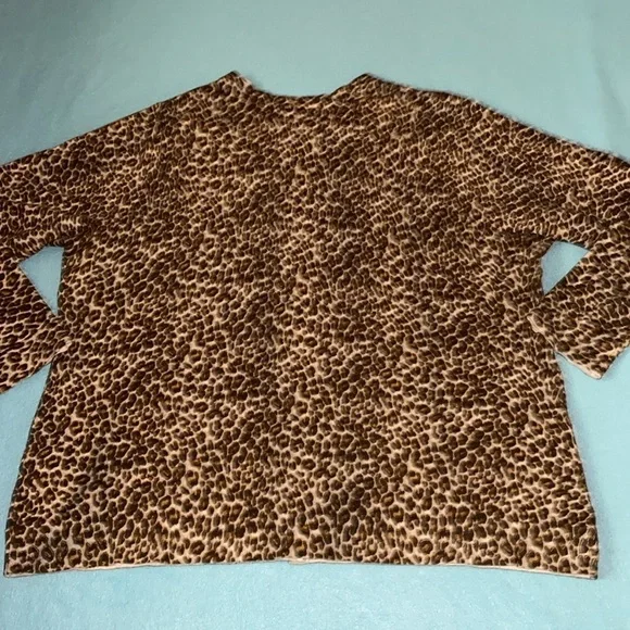 CHARTER CLUB button up cardigan leopard print long sleeves sweater NEW size 3X - Picture 2 of 10
